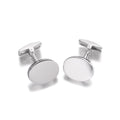 Men's Sterling Silver Plain Oval Cufflinks