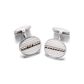 Men's Sterling Silver Oval Marcasite Set Ribbed Cufflinks
