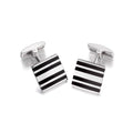 Men's Sterling Silver Black Enamel Stripe Square Cufflinks