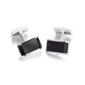 Men's Sterling Silver and Onyx Rectangle Cufflinks