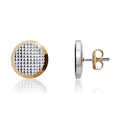 9K Yellow & White Gold Faceted Disk Stud Earrings
