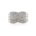 9K White Gold Crossover Cocktail Ring