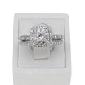 9k white gold cushion shaped engagement ring set