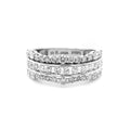 18K White Gold Triple Row Diamond Ring