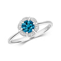 9ct White Gold London Blue Topaz And Diamond Ring