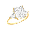 9K Yellow Gold Rectangular & Triangular CZ Ring
