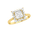 9K Yellow Gold Princess & Round Cut CZ Ring