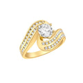 9K Yellow Gold Double Row CZ Solitaire Twist Ring
