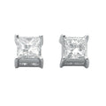 18ct White Gold 0.50ct Claw Set H/vs Princess Cut Diamond Stud Earrings