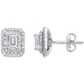 18ct White Gold 0.75ct Emerald Cut Rectangular Stud