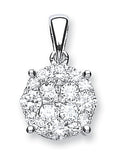 18ct White Gold 1.00ct Diamond Cluster Pendant