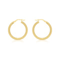 9K Yellow Gold Textured Hoop Creole Earrings