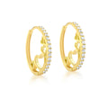 9K Yellow Gold CZ & Heart Huggie Hoop Earrings