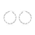9K White Gold 30mm Flat Wrap Hoop Earrings