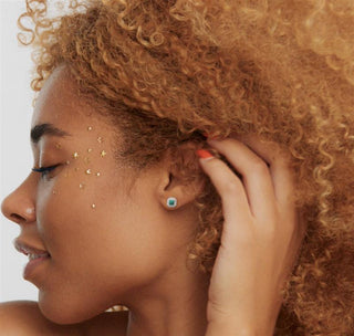 9K White Gold Emerald & Diamond Stud Earrings