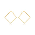 9K Yellow Gold Diamond Cut Square Creole Earrings