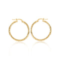9K Yellow Gold Diamond Cut Hoop Creole Earrings