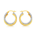 9K 2-Colour Gold Twist Crossover Creole Hoop Earrings
