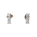 9K Yellow Gold Triple Diamond Stud Earrings