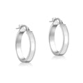 9K White Gold Rectangular-Tube Hoop Creole Earrings