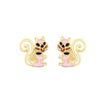 9K Yellow Gold Enamel Squirrel Stud
