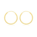 9K Yellow Gold 18mm Diamond Cut Hoop Earrings