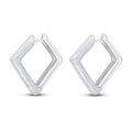 9K White Gold 16mm Square Brushed Finish Huggies