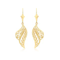 9K Yellow Gold Filigree Drop Earrings