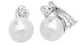 Sterling Silver CZ and Pearl Set Clip On Earrings