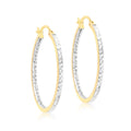 9K 2 Colour Gold Square Tube Hoop Earrings