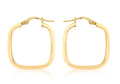 9ct Yellow Gold Square Creole Hoop Earrings