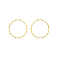 9K Yellow Gold 38mm Diamond Cut Faceted Hoop Earrings