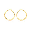 9K Yellow Gold 30mm Twisted Hoop Earrings