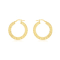 9K Yellow Gold 27.5mm Textured Creole Earrings