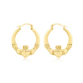 9K Yellow Gold Claddagh Hoop Earrings