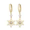 9ct Yellow Gold CZ Snowflake Earrings