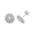 9K White Gold CZ Cluster Stud Earrings