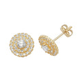 9K Yellow Gold CZ Cluster Stud