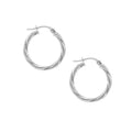 9ct White Gold Twist Hoop Earrings