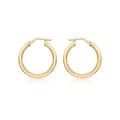 9K Yellow Gold Round-Tube 25mm Hoop Creole Earrings
