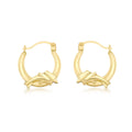 9K Yellow Gold 14mm X 16mm Dolphin Creole Hoop Earrings