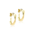 9K Yellow Gold Crossover Half-Hoop Earrings