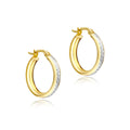9K 2-Coloured Gold Diamond Cut Hoop Creole Earrings