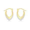 9K 2-Colour Gold Diamond Cut Creole Hoop Earrings