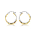9K 2-Colour Gold Twist Crossover Creole Hoop Earrings
