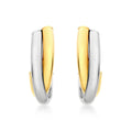 9K 2-Coloured Gold Crossover Huggie Hoop Earrings