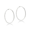 9K White Gold Diamond Cut Faceted Creole Earrings
