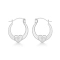 9K White Gold Heart Creole Hoop Earrings