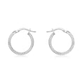 9K White Gold 15mm Cobra-Textured Creole Hoop Earrings