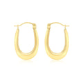 9K Yellow Gold 12mm X 19mm Oval Creole Hoop Earrings